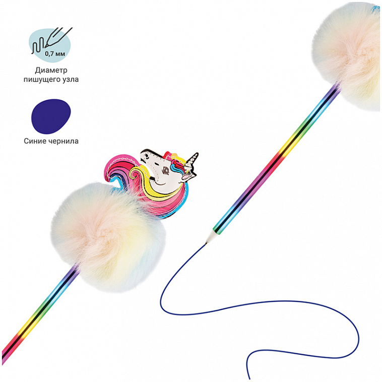Ручка шариковая MESHU "Rainbow Unicorn" 0,7 мм, синяя, корпус ассорти