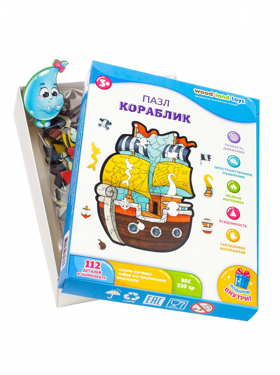 Деревянный пазл WOODLANDTOYS "Кораблик" 112 деали