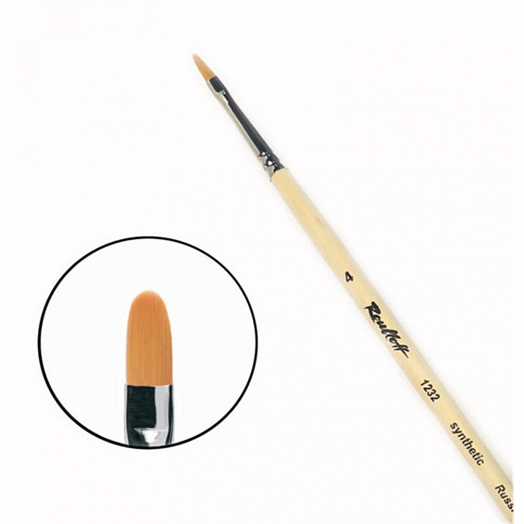 Кисть синтетика №4 овальная Roubloff "1232" длинная ручка п/лак 606x758