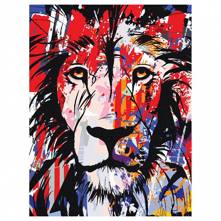 Картина по номерам на черном холсте ТРИ СОВЫ "Лев", 30х40 см, c акриловыми красками и кистями
