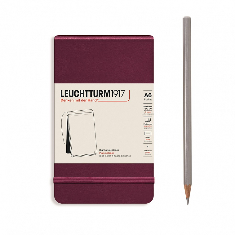 Блокнот нелинованный Leuchtturm Reporter Notepad Pocket 188 стр., твердая обложка винный