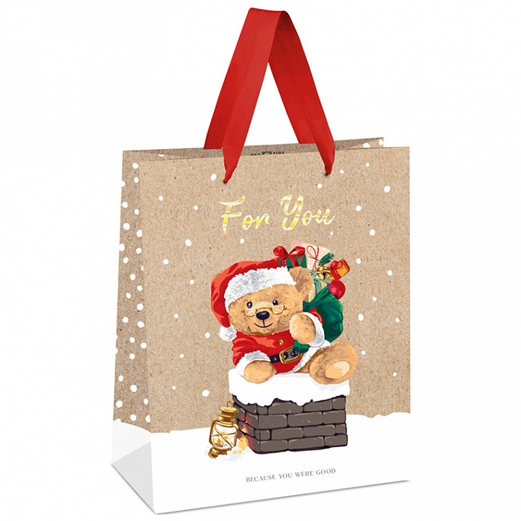Пакет подарочный MESHU "Santa Bear" 18*23*10 см