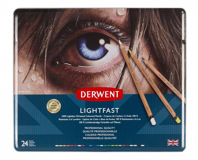 Набор карандашей цветных Derwent "Lightfast" 24 шт в метал кор   606x758