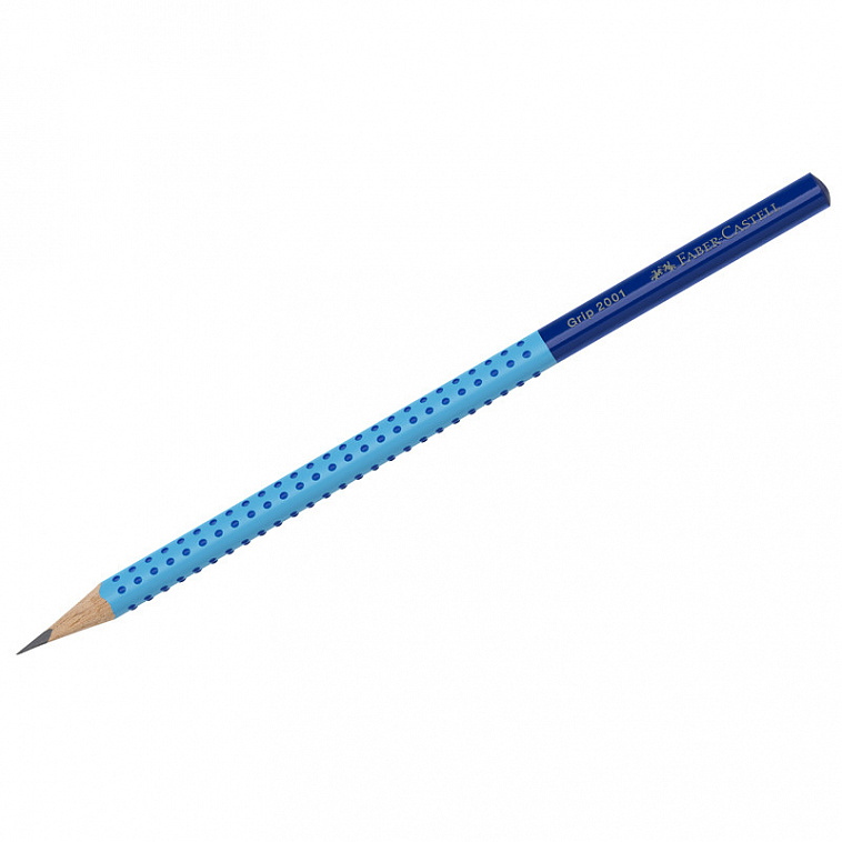 Карандаш чернографитный Faber-Castell "GRIP 2001 Two Tone" HB, трехгранный, голубо-синий корпус