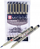 Набор капиллярных ручек Sakura "PIGMA MICRON" 6 шт (0,2 мм - 0,5 мм) Черный 3