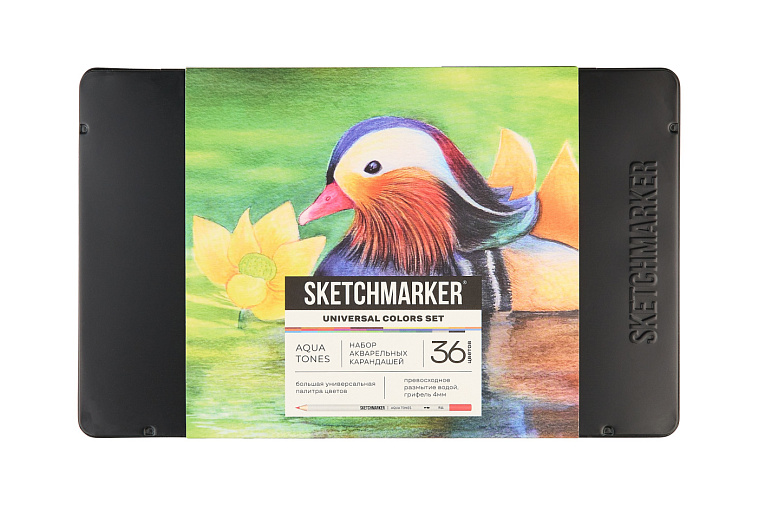 Набор карандашей акварельные Sketchmarker "Универсальный", 36 цветов, жестяной пенал 606x758