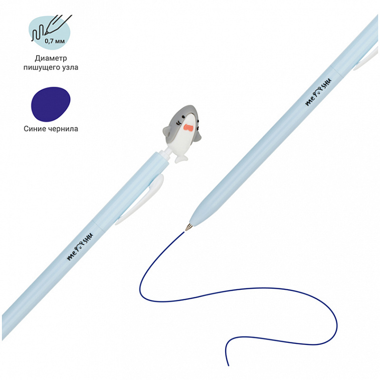 Ручка шариковая автоматическая MESHU "Sea Cuties" синяя, 0,7мм, корпус ассорти