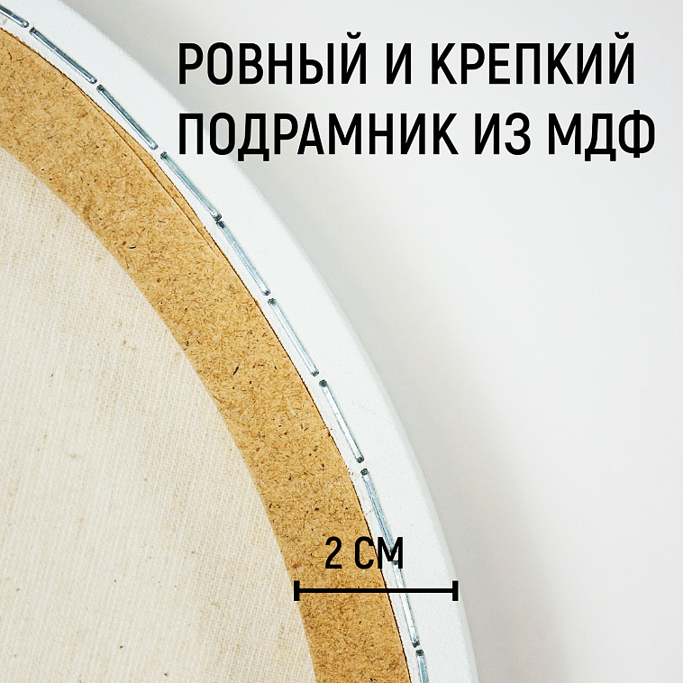 Холст на круглом подрамнике, акриловый грунт ТАИР 270 г, хлопок, D15 606x758