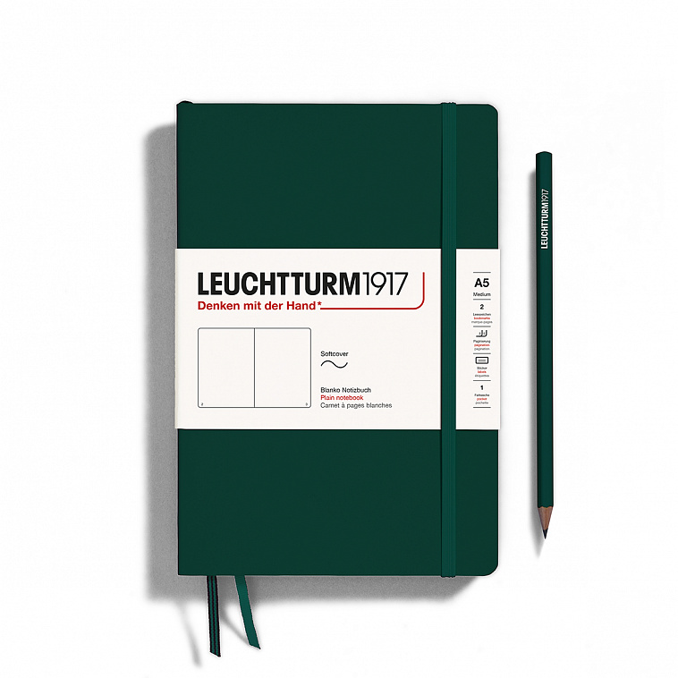 Блокнот без линовки Leuchtturm1917 "Natural Colors" 14,5x21 см 61 л, мягкая обложка, цвет:  Зеленый  606x758