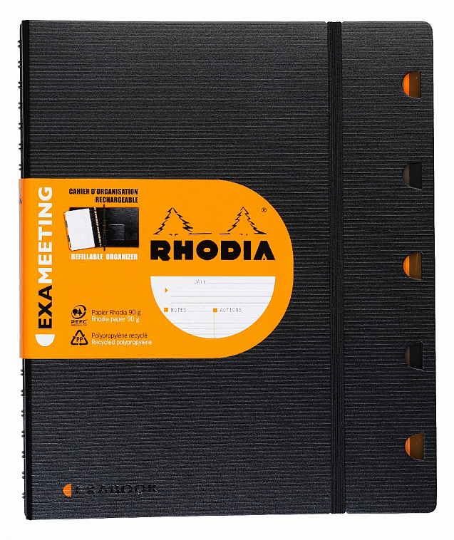 Ежедневник линованный на спирали Rhodia "Rhodiactive ExaMeeting" 16х21 см 80 л 90 г, черный