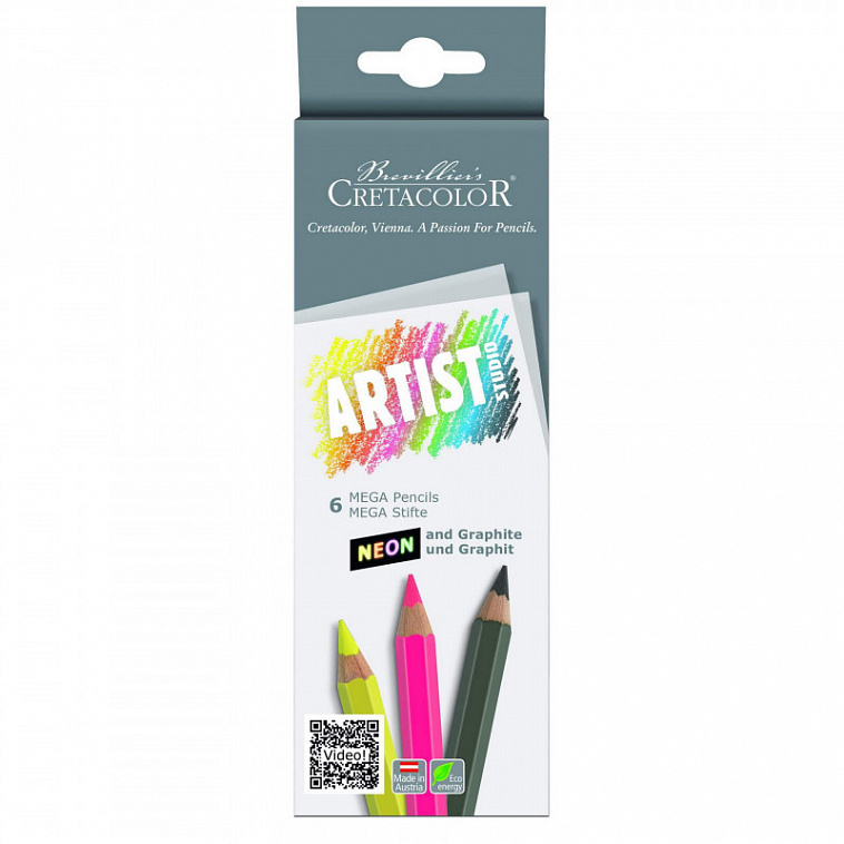 Набор карандашей цветных Cretacolor "Artist Studio Line" 5 неоновых цветов + 1 графитовый HB