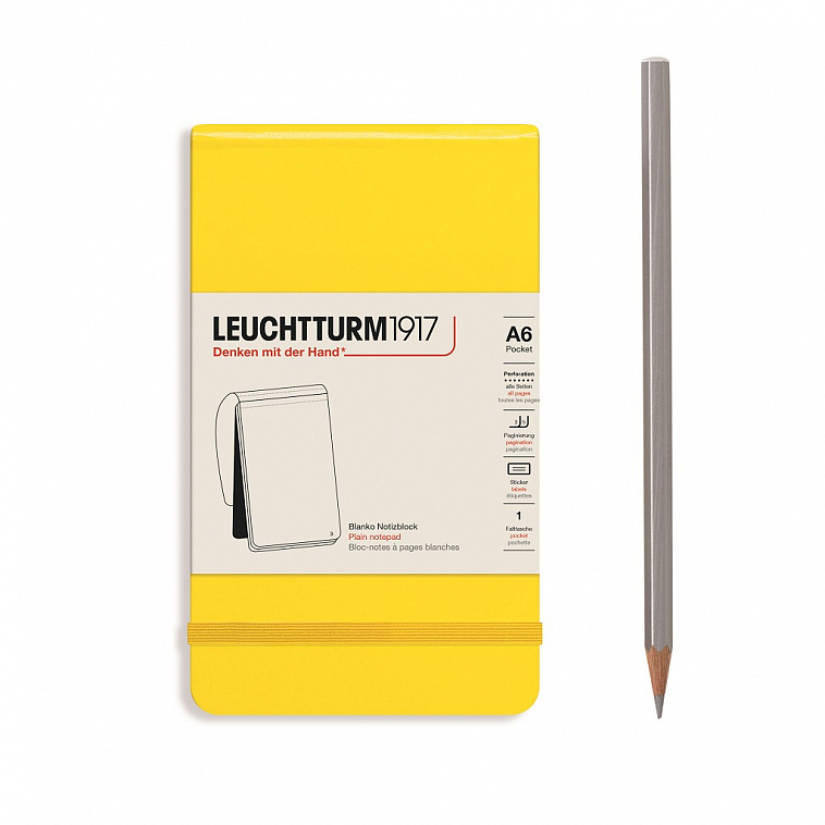 Блокнот нелинованный Leuchtturm Reporter Notepad Pocket 188 стр., твердая обложка лимонный