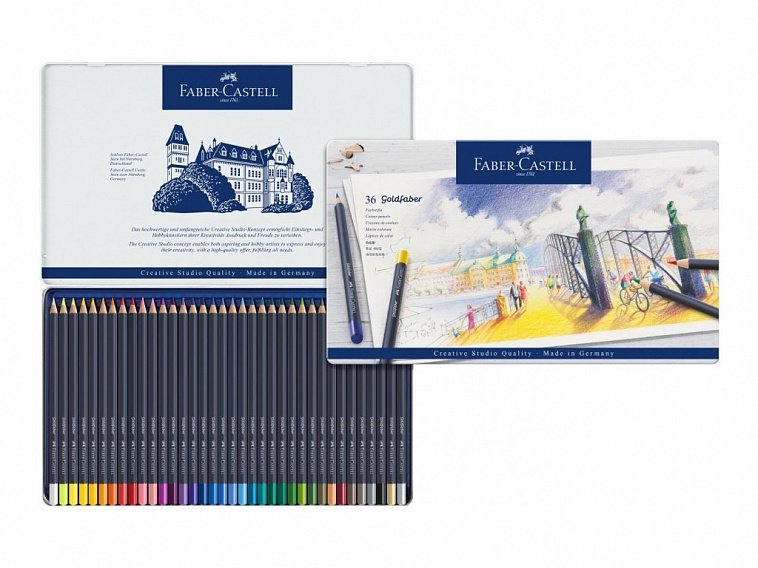 Набор карандашей цветных Faber-castell "Goldfaber" 36 шт, в металлической коробке