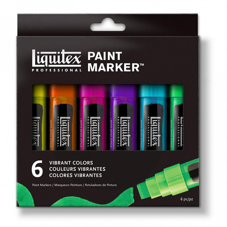 Набор акриловых маркеров Liquitex "Paint marker Wide" Vibrant 6 цв*15 мм