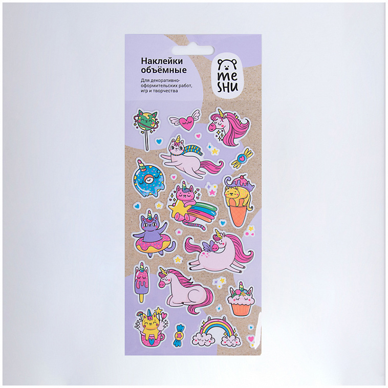 Наклейки объемные MESHU "Unicorns", 10*24см, 31 наклейка