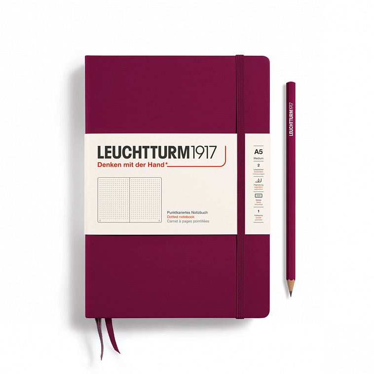 Записная книжка в точку Leuchtturm А5 123 стр., мягкая обложка винная 606x758