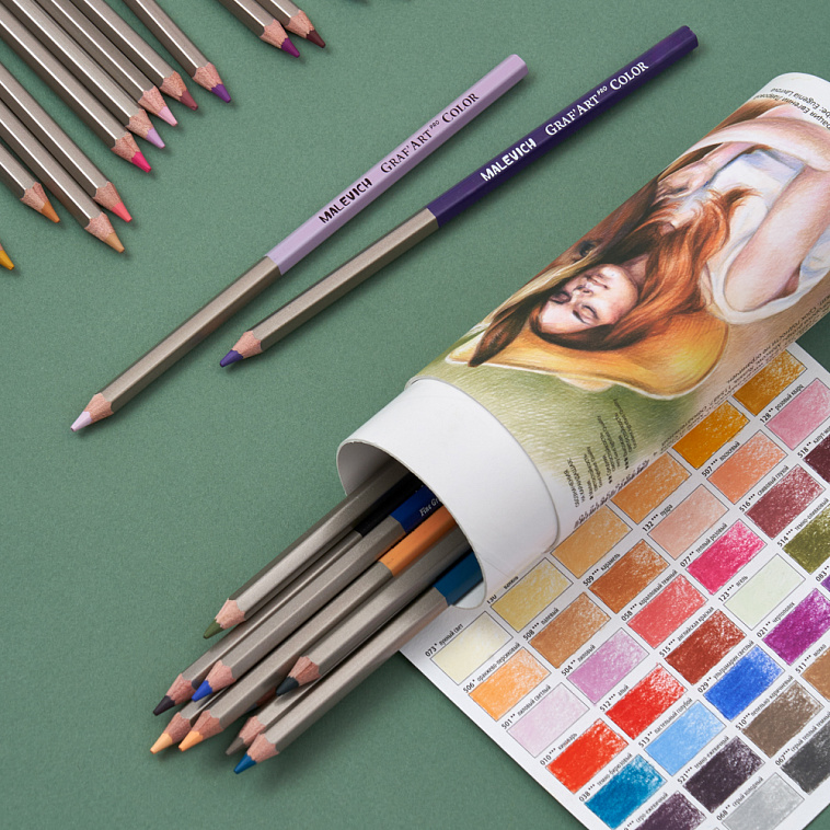 Набор карандашей цветных Малевичъ "GrafArt PRO" 40 новых цветов 606x758