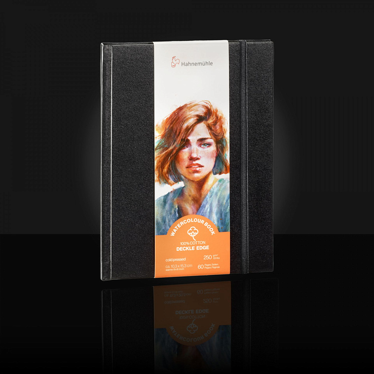 Блокнот для акварели Hahnemuhle Deckle Edge "Портрет" 10,3x15,3 см 30 л 250 г, 100% хлопок, среднее  606x758