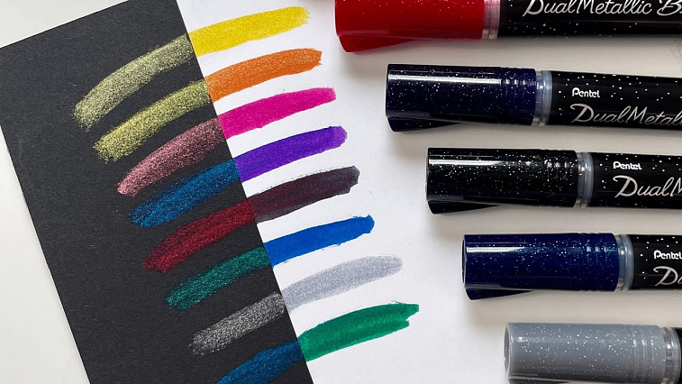 Маркер-кисть с подкачкой чернил Pentel 1-10 мм, цвет золото, в блистере 606x758