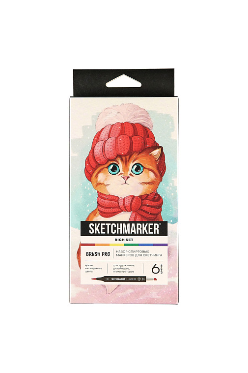 Набор маркеров Sketchmarker "Brush Pro Rich Set" 6 цветов в картонной упаковке 606x758