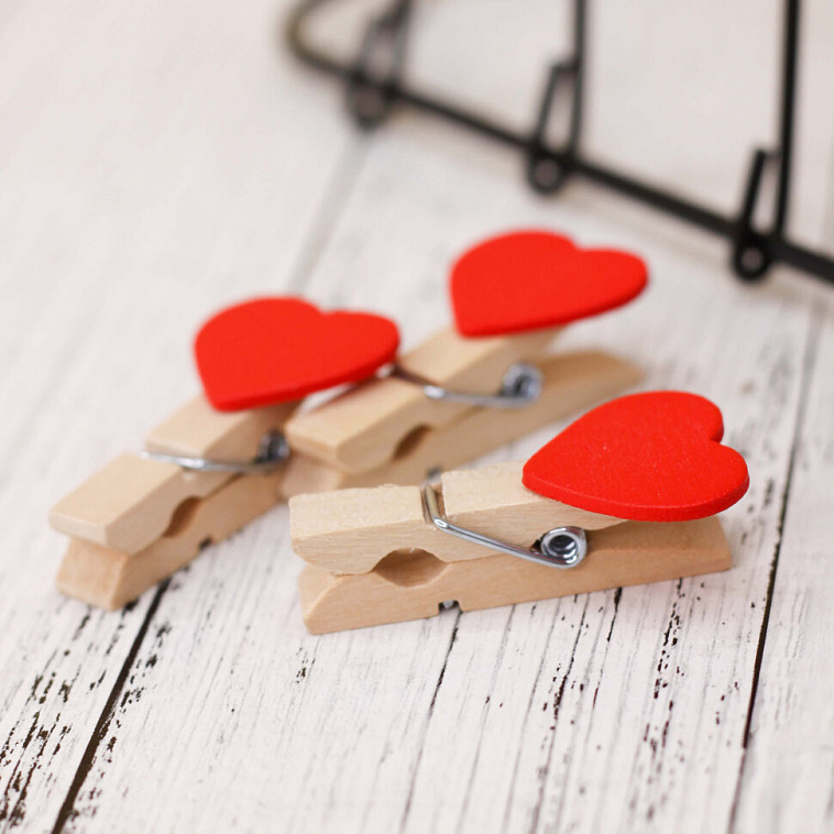 Прищепки "Hearts", red