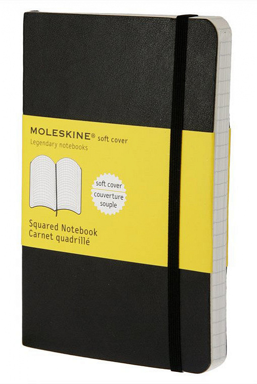 Записная книжка в клетку Moleskine "Classic Soft" Pocket, 90x140 мм 192 стр мягкая обложка, черный