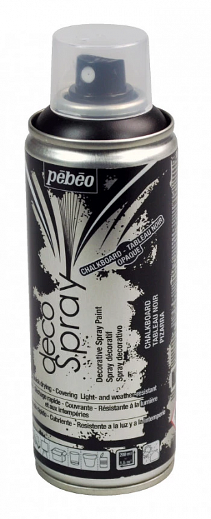 Краска с эффектом грифельной доски Pebeo "decoSpray" в аэрозоли, 200 мл, черный