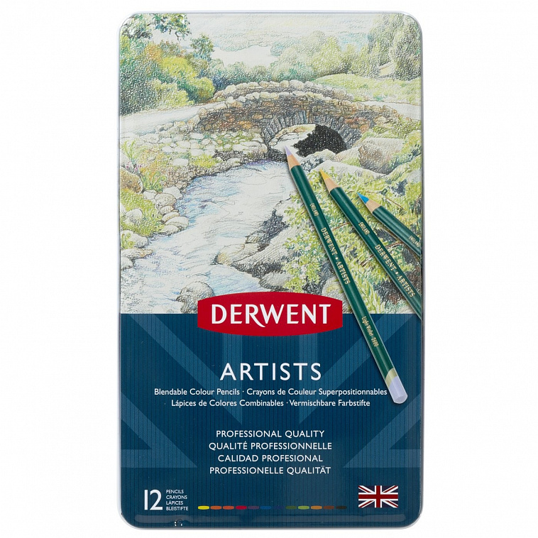 Набор карандашей цветных Derwent "Artists" 12 цв в метал кор   606x758