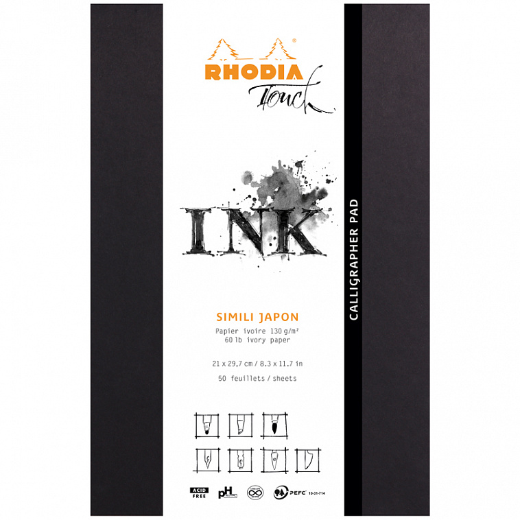 Альбом-склейка для каллиграфии Clairefontaine "Rhodia Touch Simili Japan" А4 50 л 130 г, кремовый бл