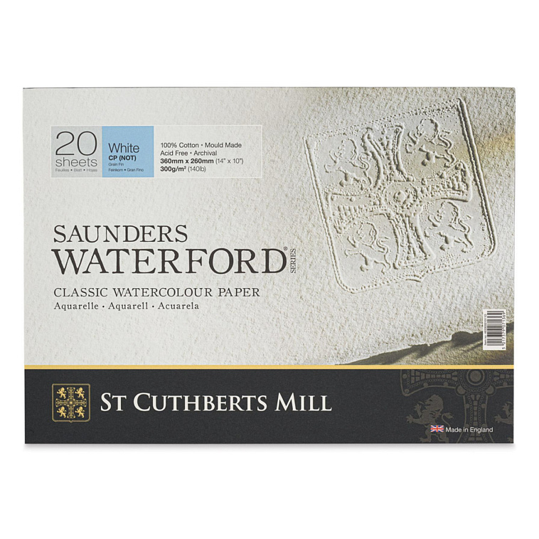 Альбом-склейка для акварели Saunders Waterford C.P. среднее зерно 36х26 см 20 л 300 г белый 606x758