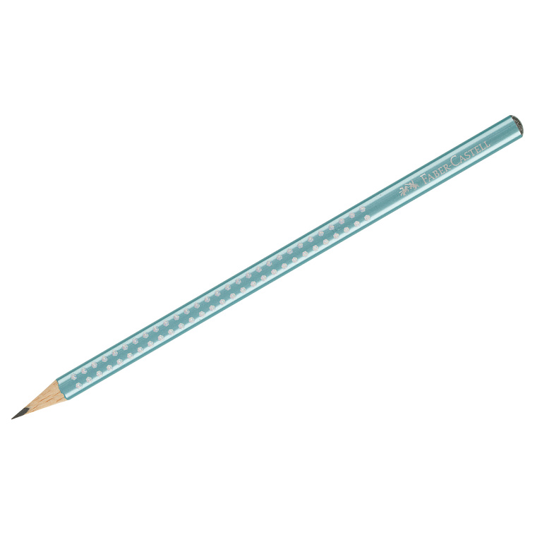 Карандаш чернографитный Faber-Castell "Sparkle" В, трехгранный, заточен., голубой металлик 606x758