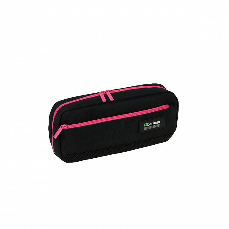 Пенал мягкий 1 отделение, 1 карман Berlingo "Black and pink" 215*95*44 мм,, полиэстер, внутр. органа