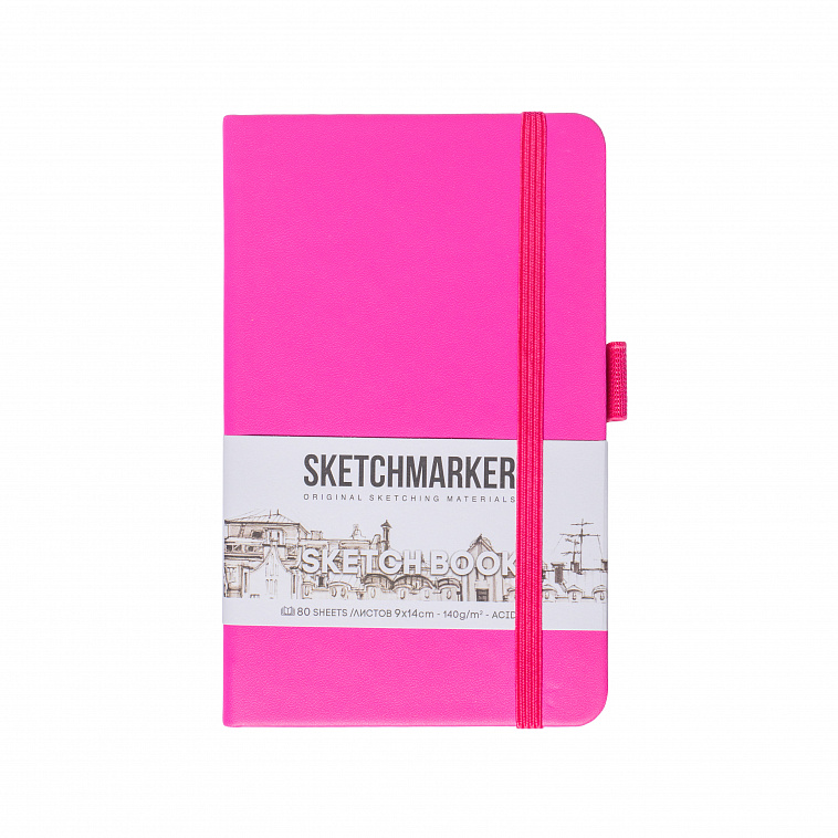Блокнот для зарисовок Sketchmarker 9*14 cм 80 л 140 г, твердая обложка Фуксия 606x758