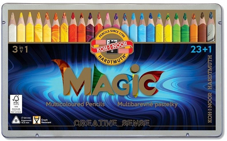 Набор карандашей цветных Koh-I-Noor "Magic" 24 шт трехгранные+блендер  