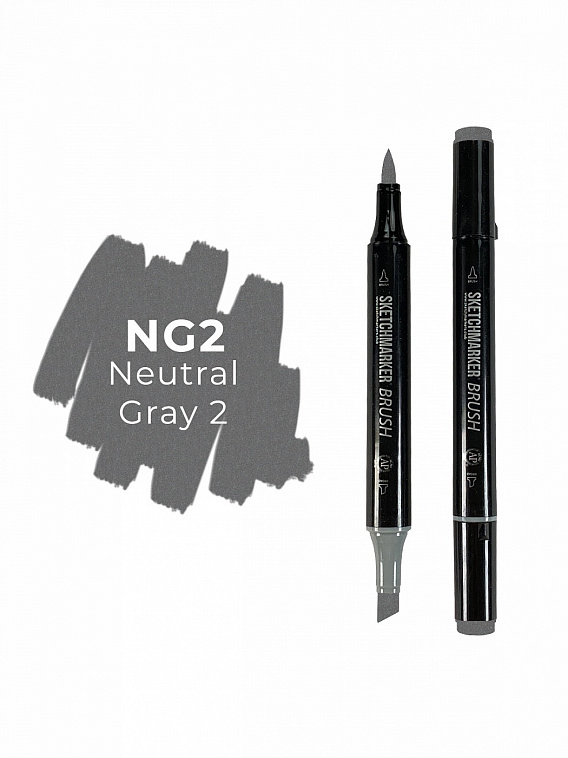 Маркер двухсторонний на спиртовой основе Sketchmarker Brush Цвет Нейтральный серый 2 606x758