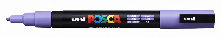 Маркер UNI "POSCA" PC-3M, 0,9-1,3 мм, наконечник пулевидный, №34 цвет сиреневый 606x758