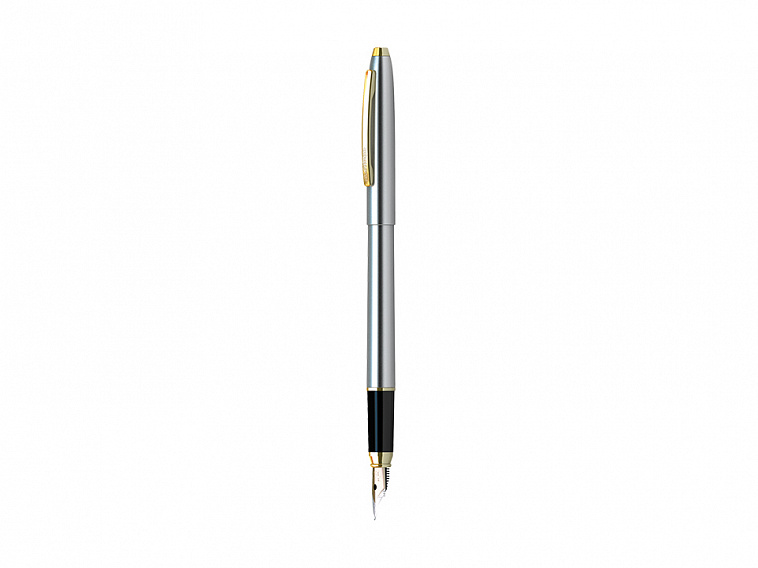 Ручка перьевая Berlingo "Golden Prestige" 0,8 мм, синяя, корпус хром/золото, пластик. футляр