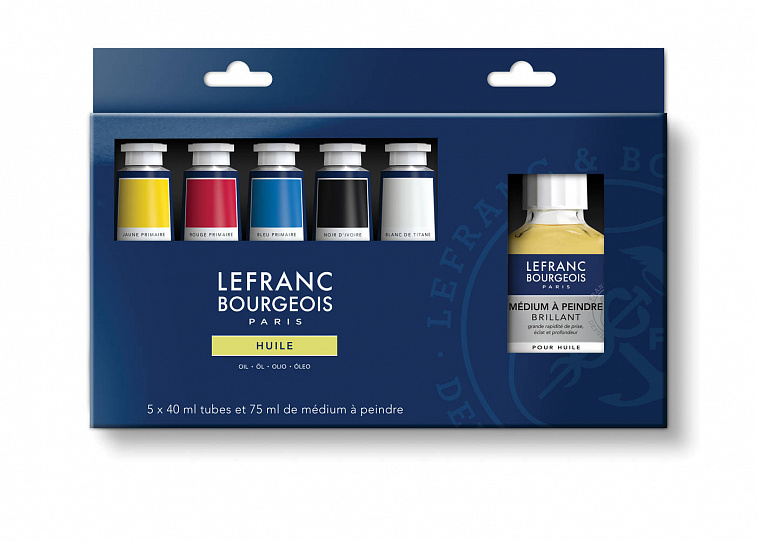 ● Набор масла Lefranc&Bourgeois "Fine" 5 цв*40 мл + медиум 75 мл, в картонной коробке