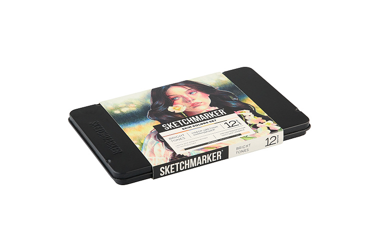 Набор карандашей цветные Sketchmarker "Оттенки кожи", 12 цветов, жестяной пенал 606x758