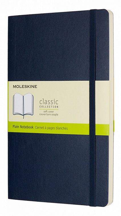 Записная книжка нелинованная Moleskine "Classic Sof" Large, 130х210 мм 192 стр, обложка синий сапфир 606x758