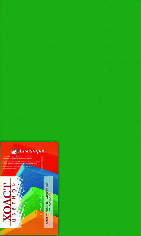 Холст на подрамнике Альбатрос 30х50 см, грунт зеленый, хлопок 100% 606x758