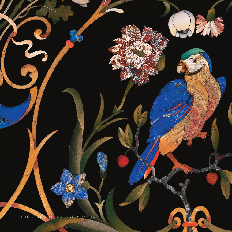 Открытка "Флорентийская мозайка: Попугай в цветах" 110х215 мм