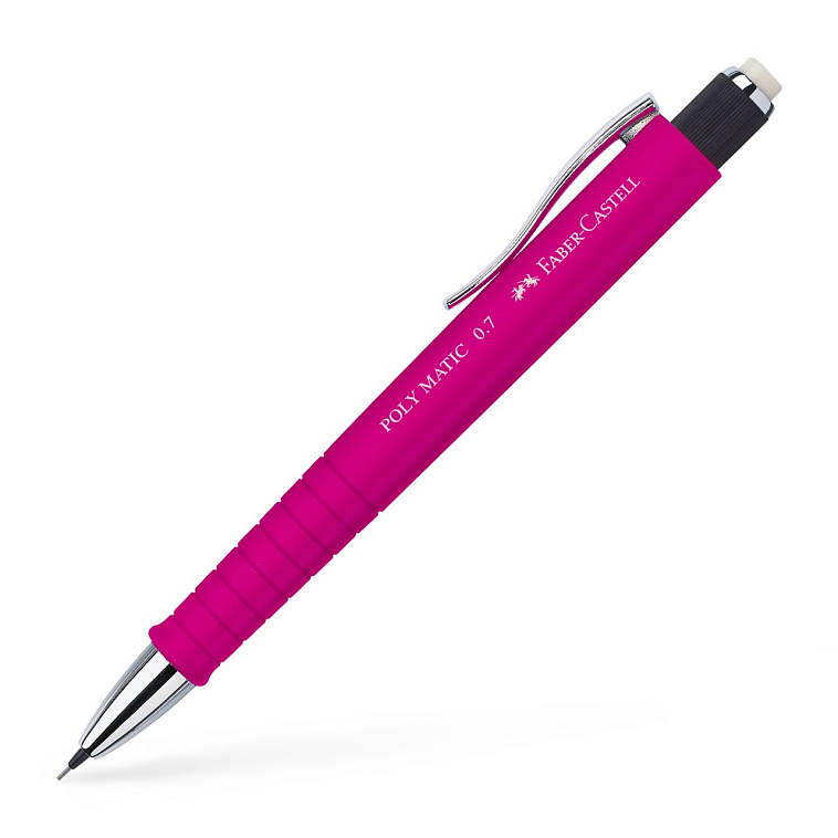 Карандаш механический Faber-Castell "Poly Matic" 0,7 мм, с ластиком, розовый корпус 606x758