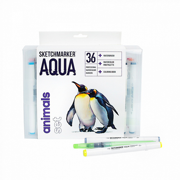 Набор акварельных маркеров SKETCHMARKER "Aqua Pro" Animals 36 цв 606x758