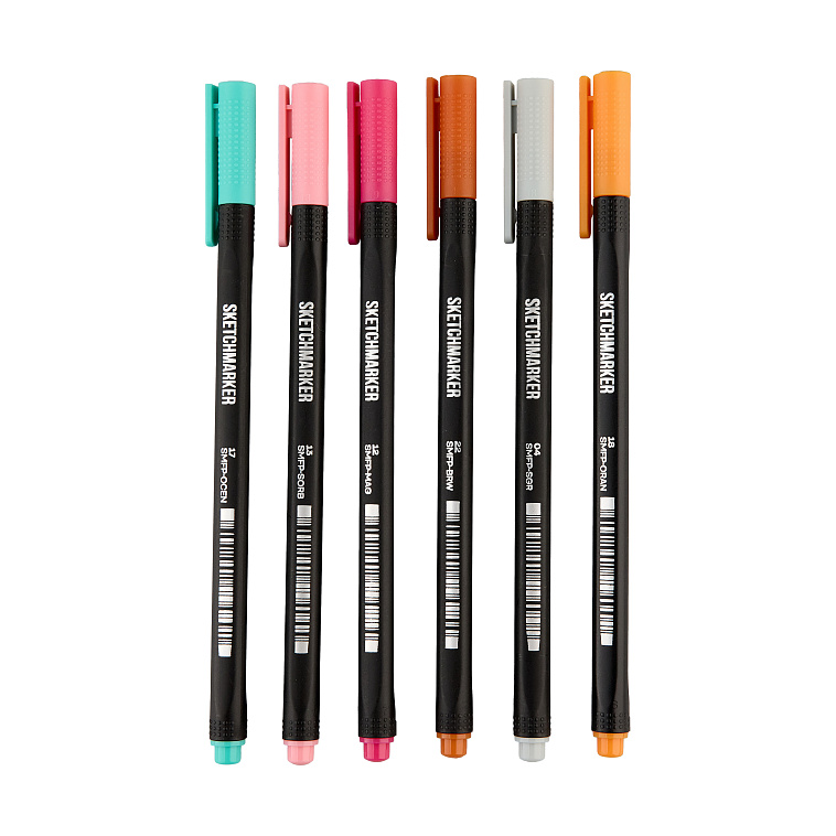 Набор цветных линеров Sketchmarker "Artist Fine Pen" Retro 6 цветов в картонной упаковке 606x758