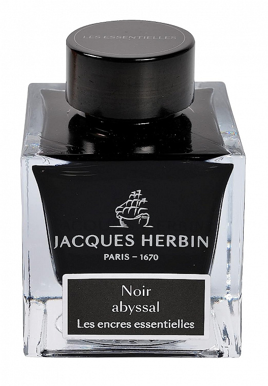 Чернила в банке Herbin Prestige, 50 мл, Noir abyssal Черный 606x758