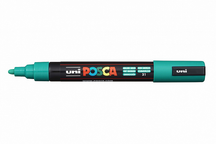 Маркер UNI "POSCA" PC-5M, 1,8-2,5 мм, наконечник пулевидный, цвет изумрудно-зеленый 606x758