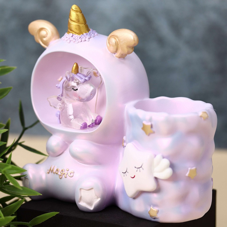Ночник - подставка для канцелярских принадлежностей "Magic unicorn", pink