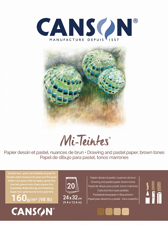Альбом-склейка для пастели Canson "Mi-Teintes" 24х32 см 20 л 160 г, BROWN