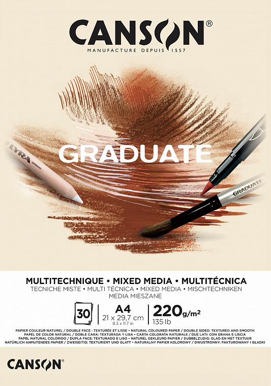 Альбом-склейка для смешанных техник Canson "Graduate Mix Media Natural" A4 30 л 220 г